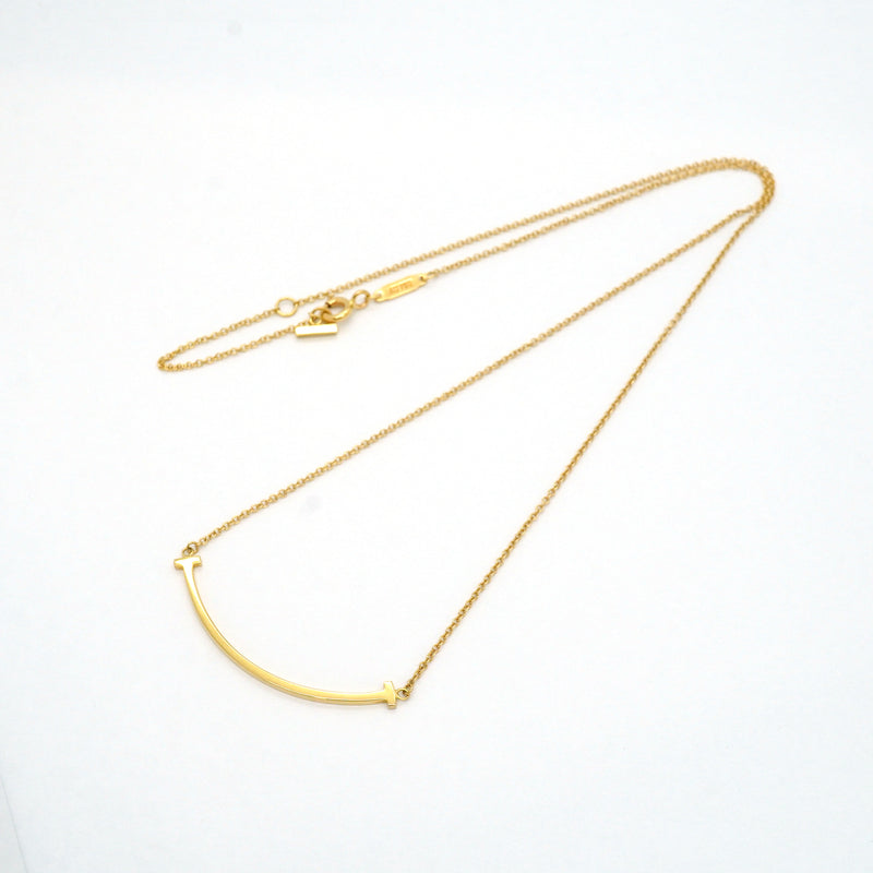 【6jib0617】ティファニー ネックレス Tスマイル スモール K18YG イエローゴールド【中古】レディース