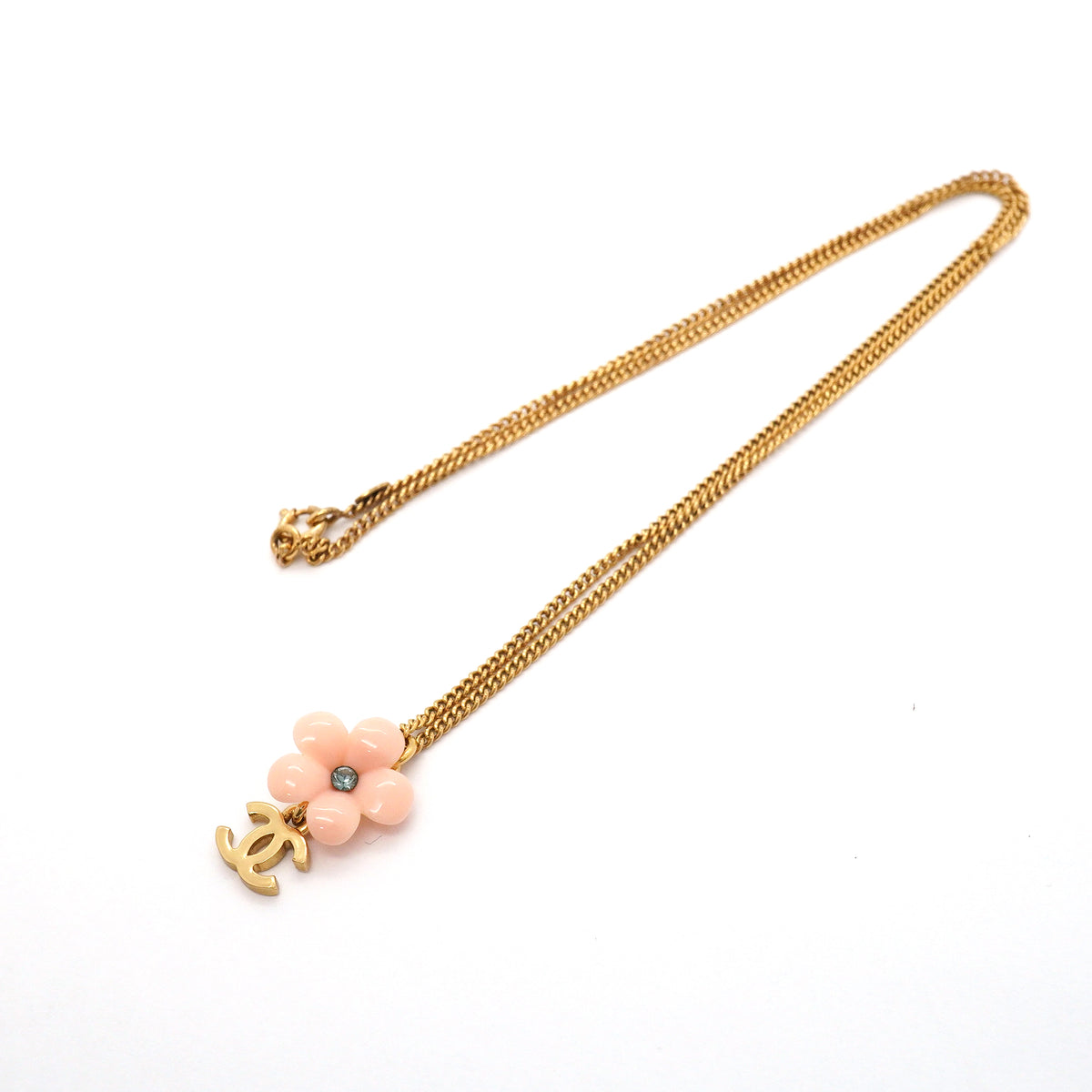 【6jib0624】シャネル ネックレス ココマーク GPメッキ カラーストーン ゴールド ブルー ピンク【中古】レディース