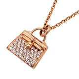 【6jib0633】エルメス ネックレス アミュレット/ケリー K18PG ピンクゴールド ダイヤモンド【中古】レディース