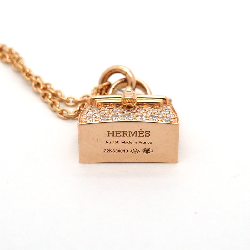 【6jib0633】エルメス ネックレス アミュレット/ケリー K18PG ピンクゴールド ダイヤモンド【中古】レディース
