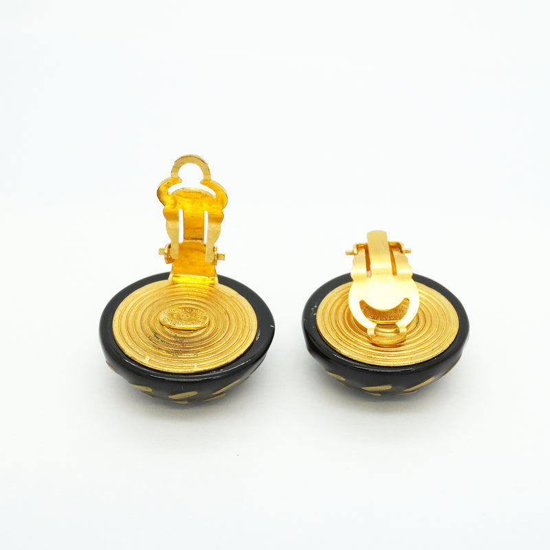 【6jib0638】シャネル イヤリング ヴィンテージ ココマーク GPメッキ ゴールド ブラック【中古】レディース