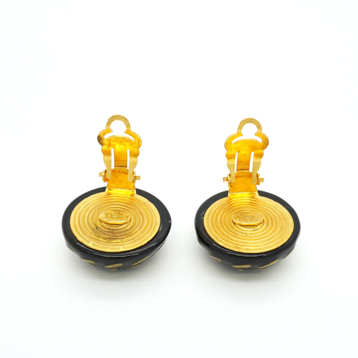 【6jib0638】シャネル イヤリング ヴィンテージ ココマーク GPメッキ ゴールド ブラック【中古】レディース