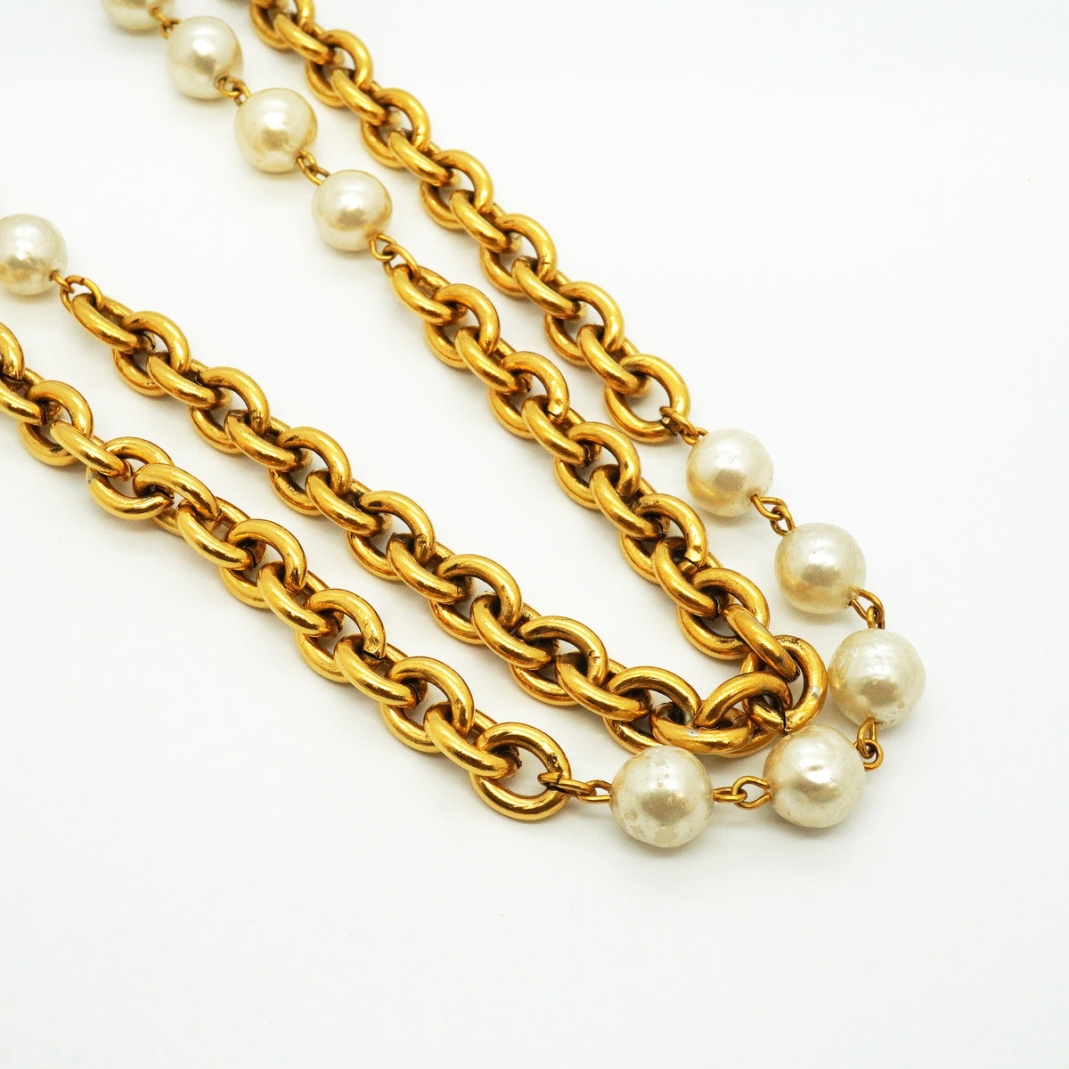 【6jib0643】シャネル ネックレス ヴィンテージ GPメッキ フェイクパール ゴールド【中古】レディース