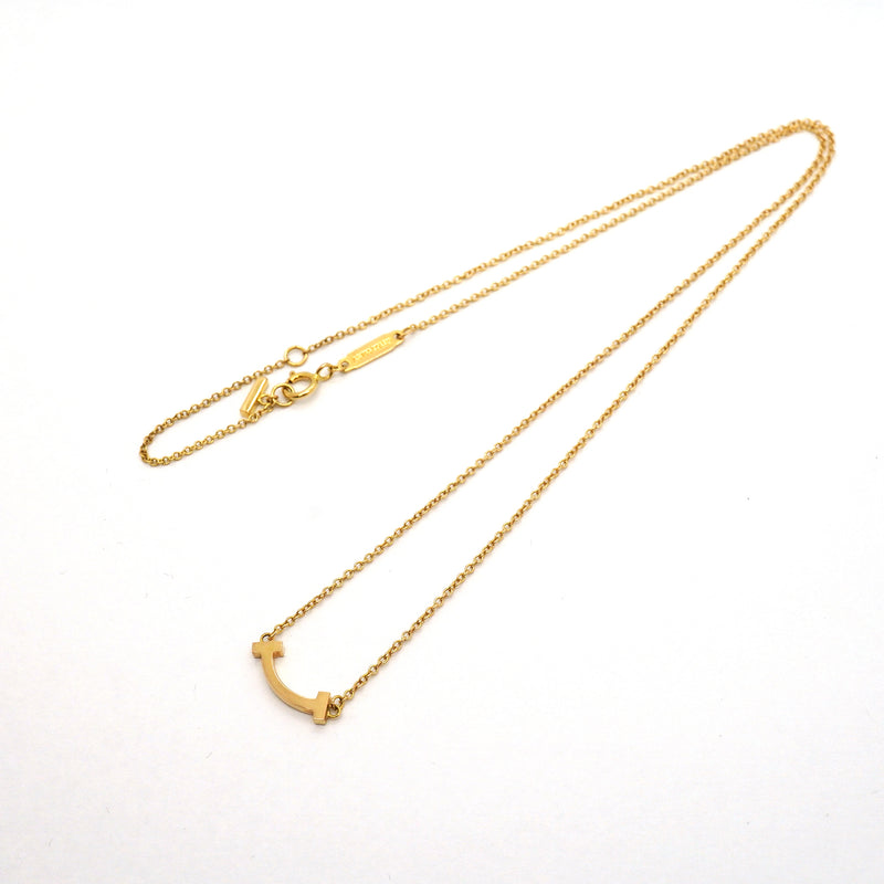 【6jib0644】ティファニー ネックレス Tスマイル ミニ K18YG イエローゴールド【中古】レディース