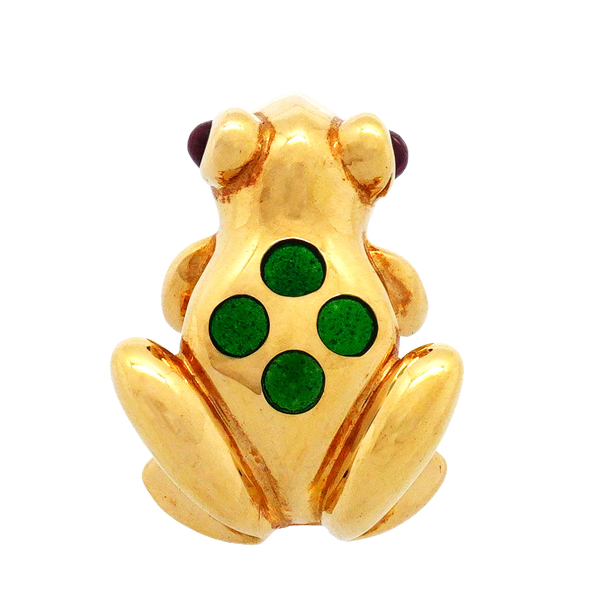 【6jib0646】カルティエ ピンブローチ カエルモチーフ K18YG イエローゴールド ルビー グリーン レッド【中古】レディース