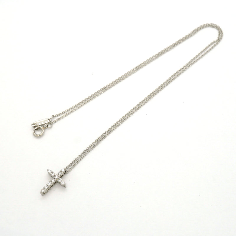【6jib0650】ティファニー ネックレス スモールクロス 11PD Pt950 プラチナ ダイヤモンド【中古】レディース
