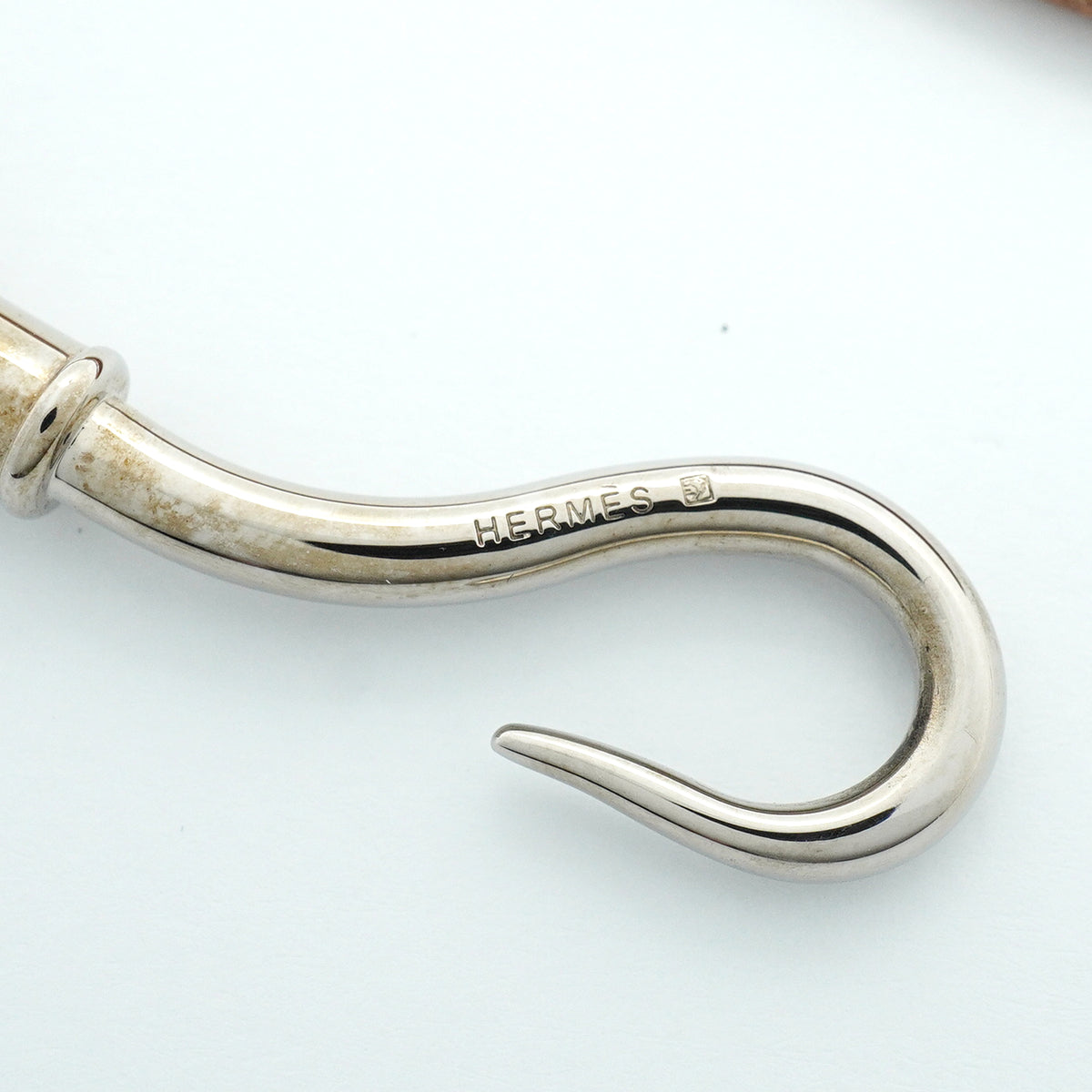 【6jib0653】エルメス ブレスレット ジャンボフック メタル レザー シルバー ブラウン【中古】レディース