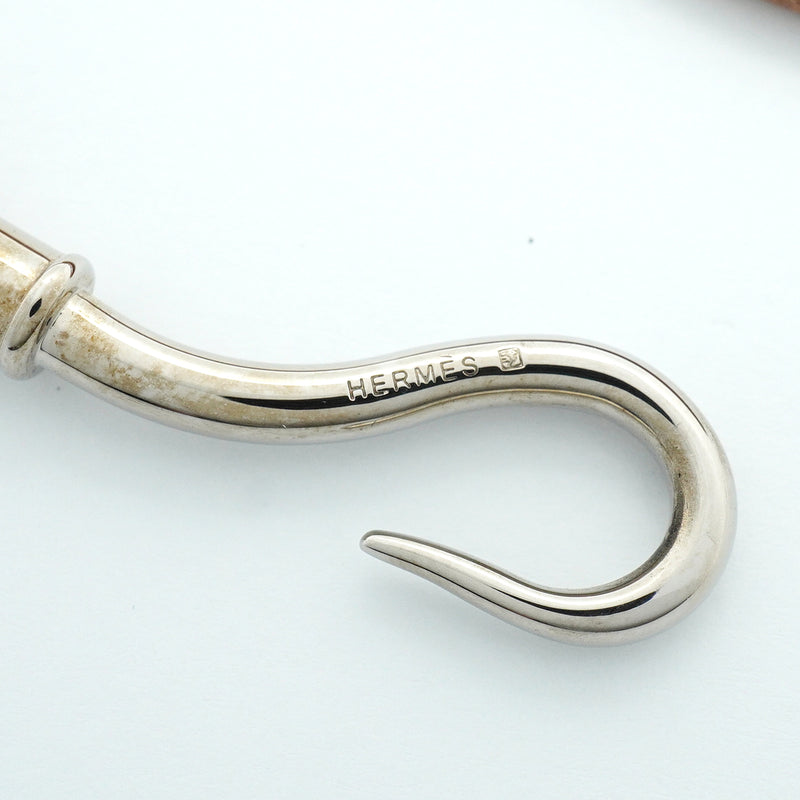 【6jib0653】エルメス ブレスレット ジャンボフック メタル レザー シルバー ブラウン【中古】レディース
