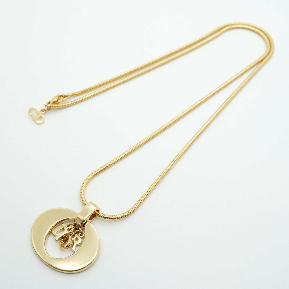 【6jib0664】クリスチャンディオール ネックレス ディオールロゴ GPメッキ ゴールド【中古】レディース