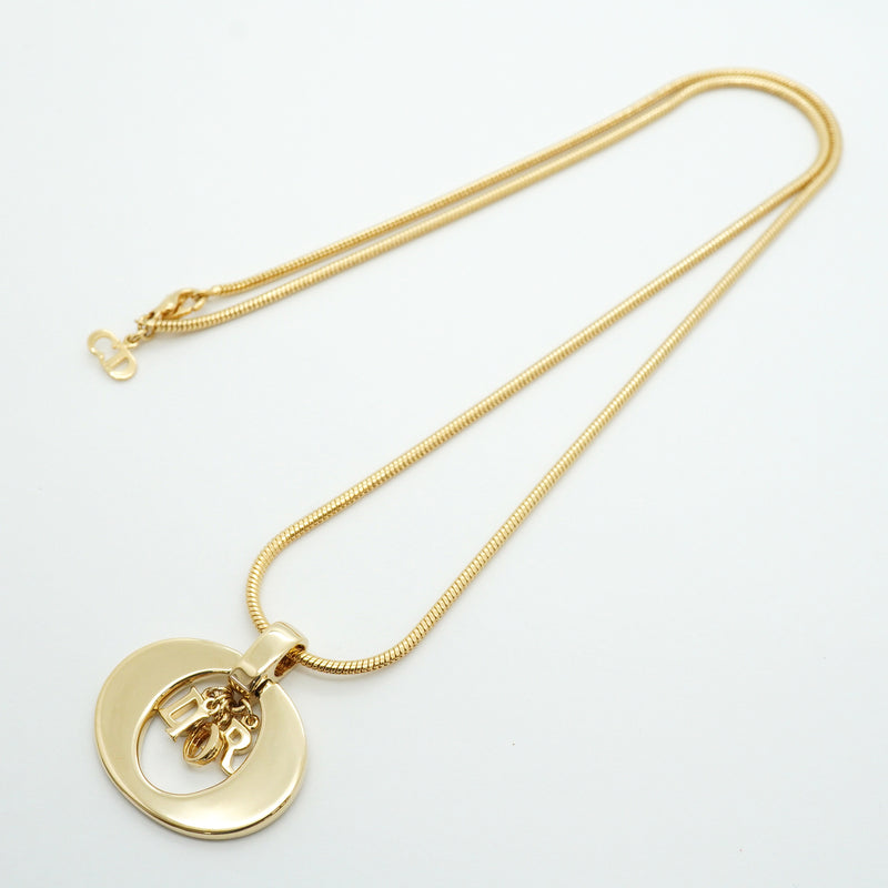 【6jib0664】クリスチャンディオール ネックレス ディオールロゴ GPメッキ ゴールド【中古】レディース
