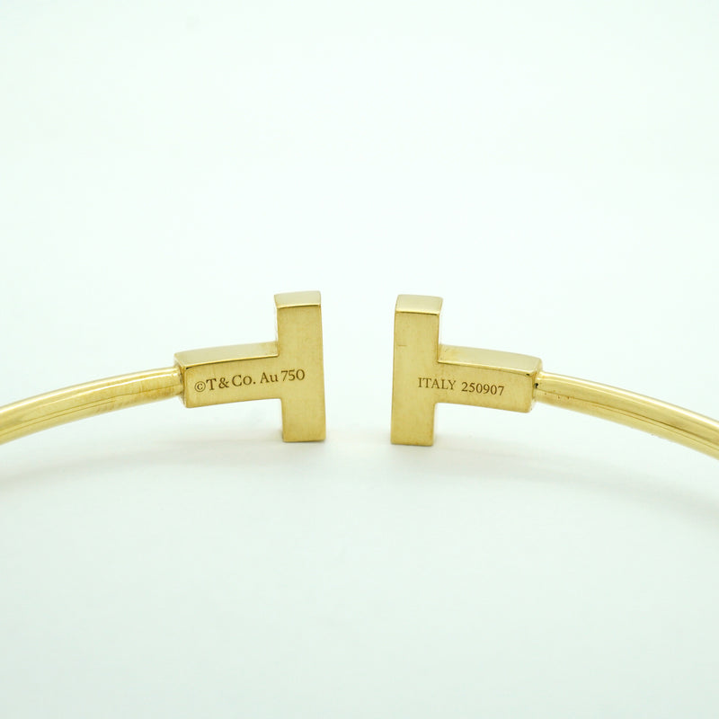 【6jib0673】ティファニー バングル Tワイヤー K18YG イエローゴールド マザーオブパール【中古】レディース