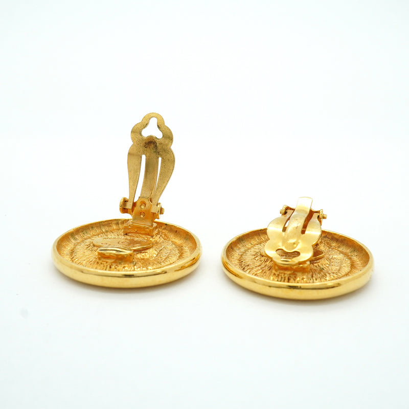 【6jib0677】シャネル イヤリング ヴィンテージ ココマーク 丸型 サークル GPメッキ ゴールド【中古】レディース