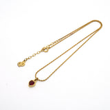 【6jib0688】クリスチャンディオール ネックレス ハートモチーフ GPメッキ カラーストーン ゴールド レッド【中古】レディース