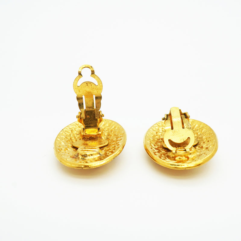 【6jib0689】シャネル イヤリング ヴィンテージ ココマーク オーバル GPメッキ ゴールド【中古】レディース