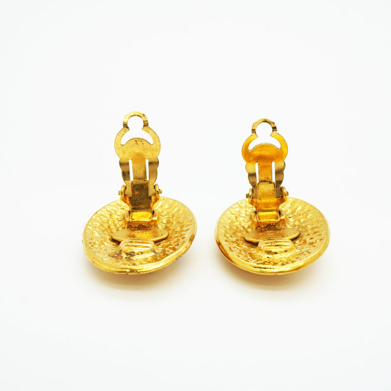 【6jib0689】シャネル イヤリング ヴィンテージ ココマーク オーバル GPメッキ ゴールド【中古】レディース