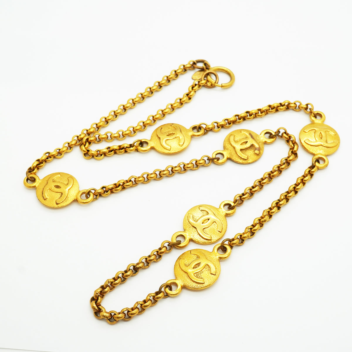 【6jib0693】シャネル ネックレス ヴィンテージ ココマーク 丸型 サークル GPメッキ ゴールド【中古】レディース