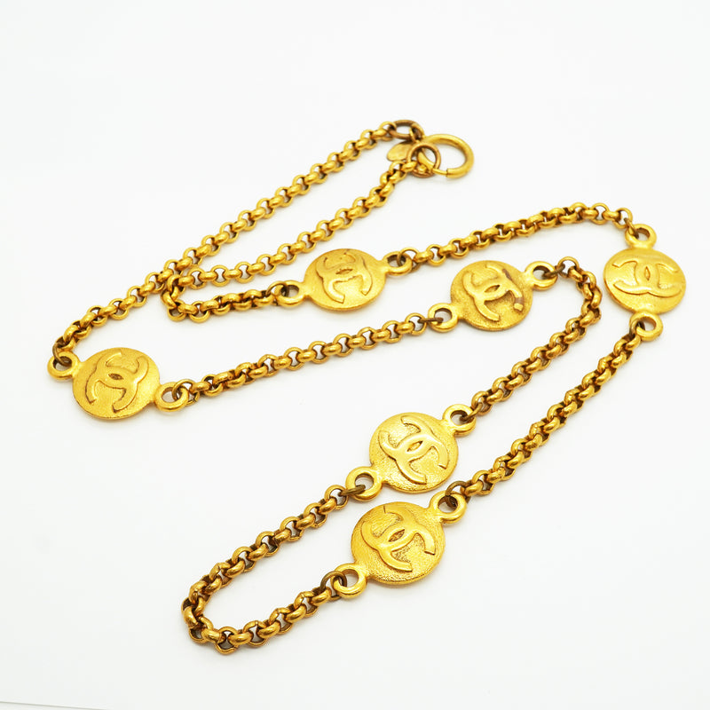 【6jib0693】シャネル ネックレス ヴィンテージ ココマーク 丸型 サークル GPメッキ ゴールド【中古】レディース