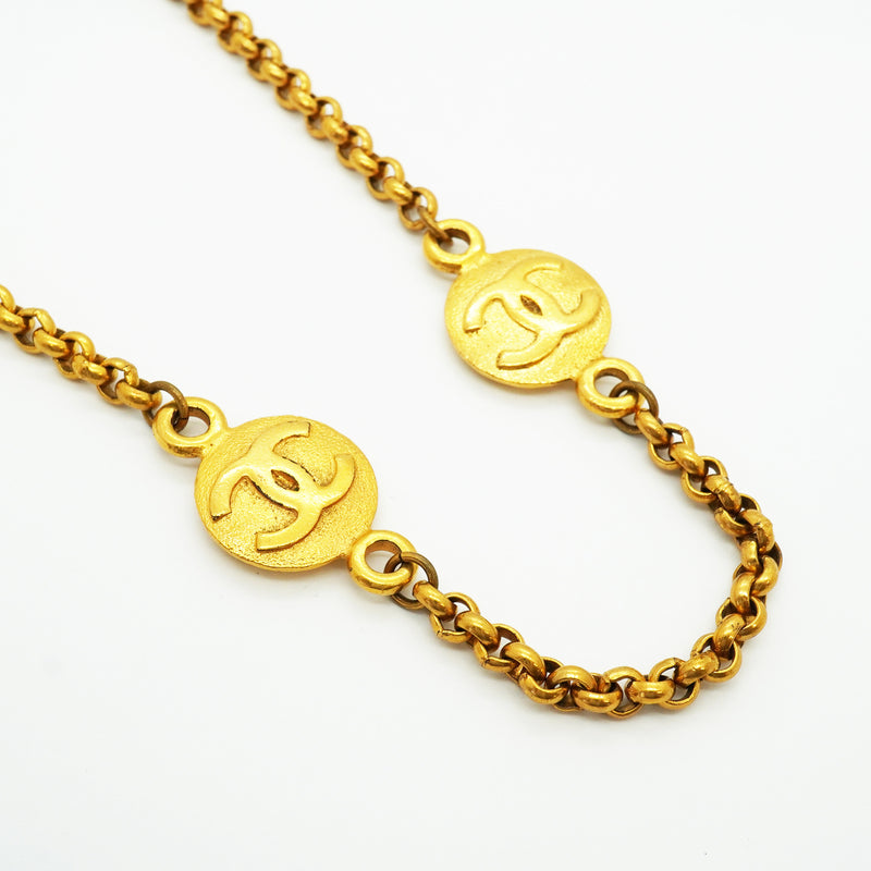 【6jib0693】シャネル ネックレス ヴィンテージ ココマーク 丸型 サークル GPメッキ ゴールド【中古】レディース