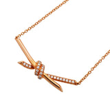 【6jib0695】ティファニー ネックレス ノット K18PG ピンクゴールド ダイヤモンド 0.25ct【中古】レディース