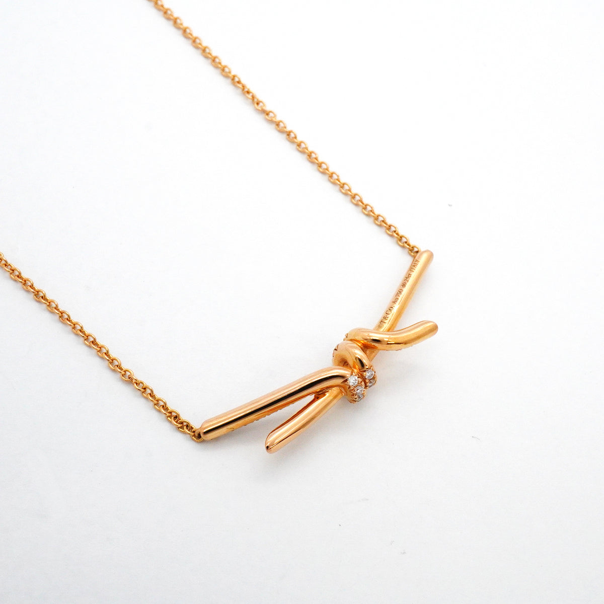 【6jib0695】ティファニー ネックレス ノット K18PG ピンクゴールド ダイヤモンド 0.25ct【中古】レディース