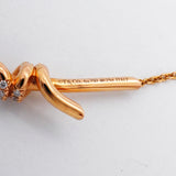 【6jib0695】ティファニー ネックレス ノット K18PG ピンクゴールド ダイヤモンド 0.25ct【中古】レディース