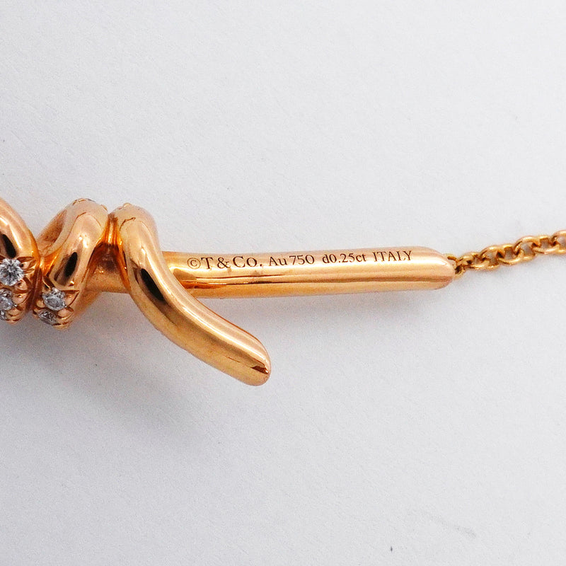 【6jib0695】ティファニー ネックレス ノット K18PG ピンクゴールド ダイヤモンド 0.25ct【中古】レディース