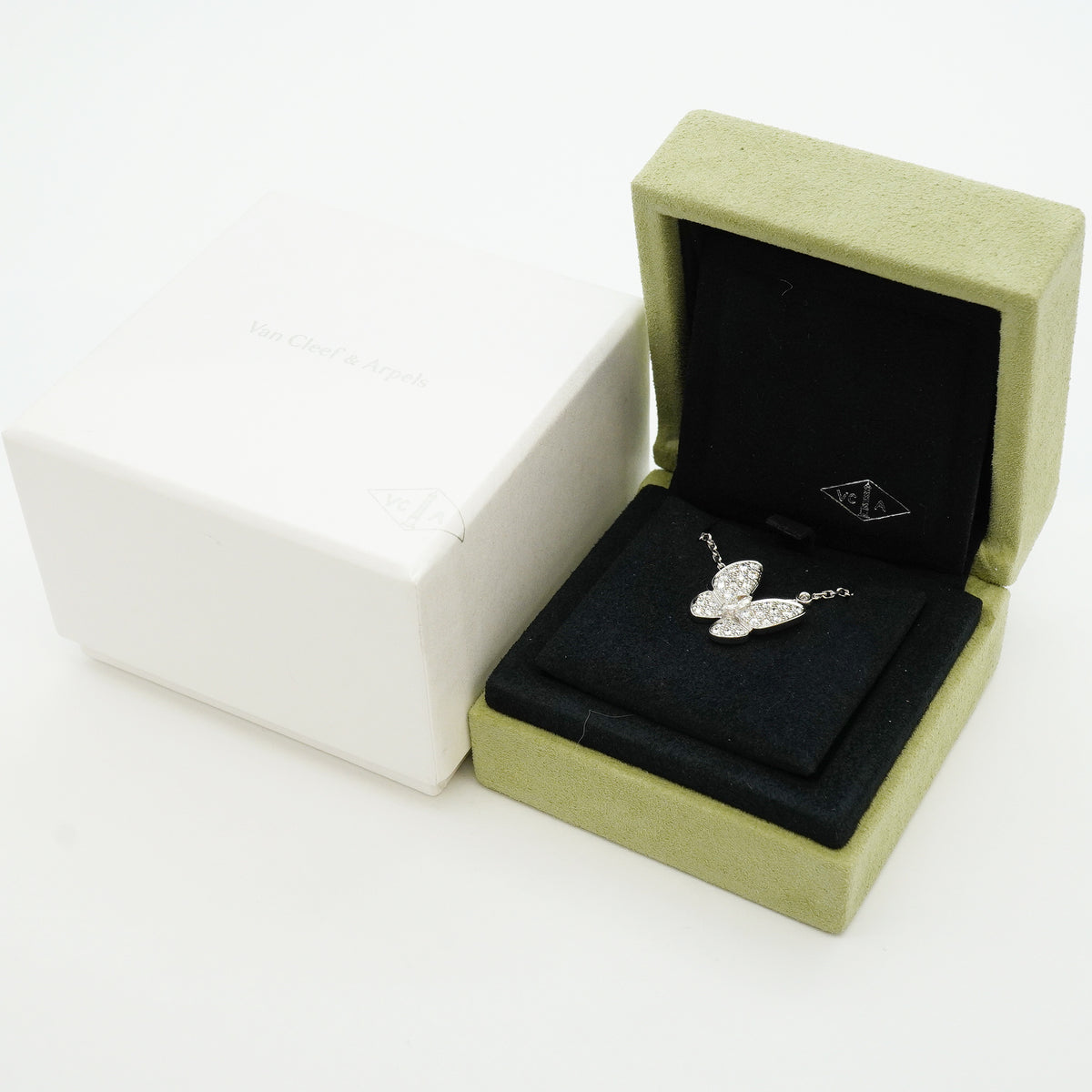【6jib0703】ヴァンクリーフ＆アーペル ネックレス ドゥ パピヨン K18WG ホワイトゴールド ダイヤモンド【中古】レディース