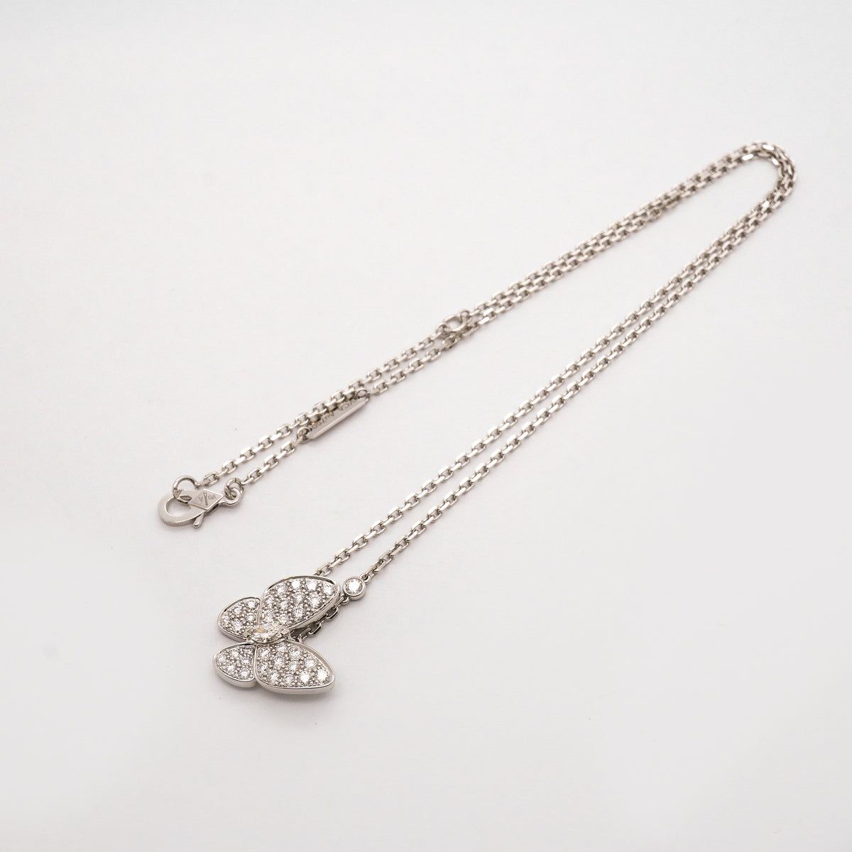 【6jib0703】ヴァンクリーフ＆アーペル ネックレス ドゥ パピヨン K18WG ホワイトゴールド ダイヤモンド【中古】レディース