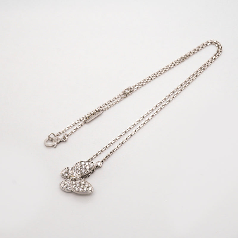 【6jib0703】ヴァンクリーフ＆アーペル ネックレス ドゥ パピヨン K18WG ホワイトゴールド ダイヤモンド【中古】レディース