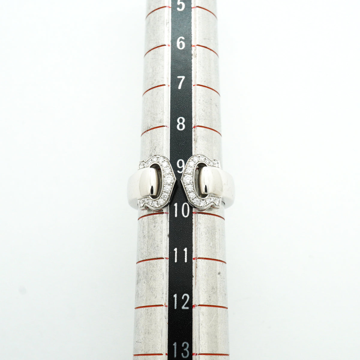 【6jib0711】カルティエ リング 2C ブークルセ K18WG ホワイトゴールド ダイヤモンド ＃49【中古】レディース