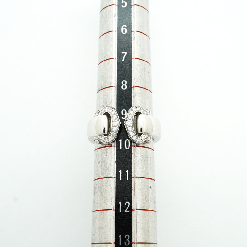 【6jib0711】カルティエ リング 2C ブークルセ K18WG ホワイトゴールド ダイヤモンド ＃49【中古】レディース