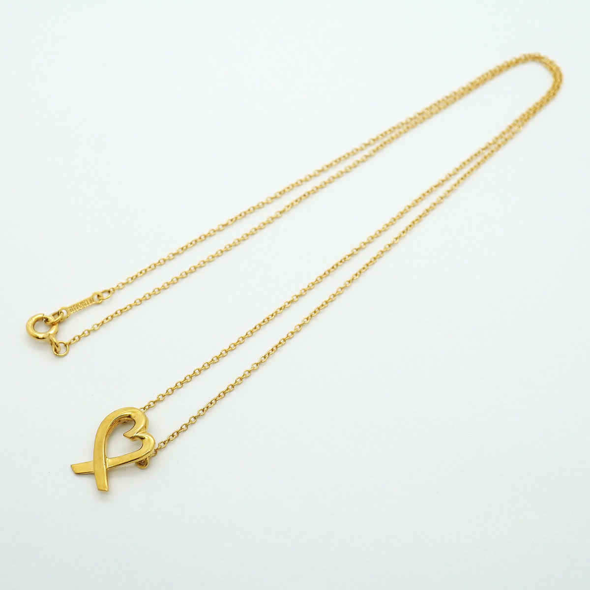 【6jib0718】ティファニー ネックレス ラビングハート K18YG イエローゴールド【中古】レディース