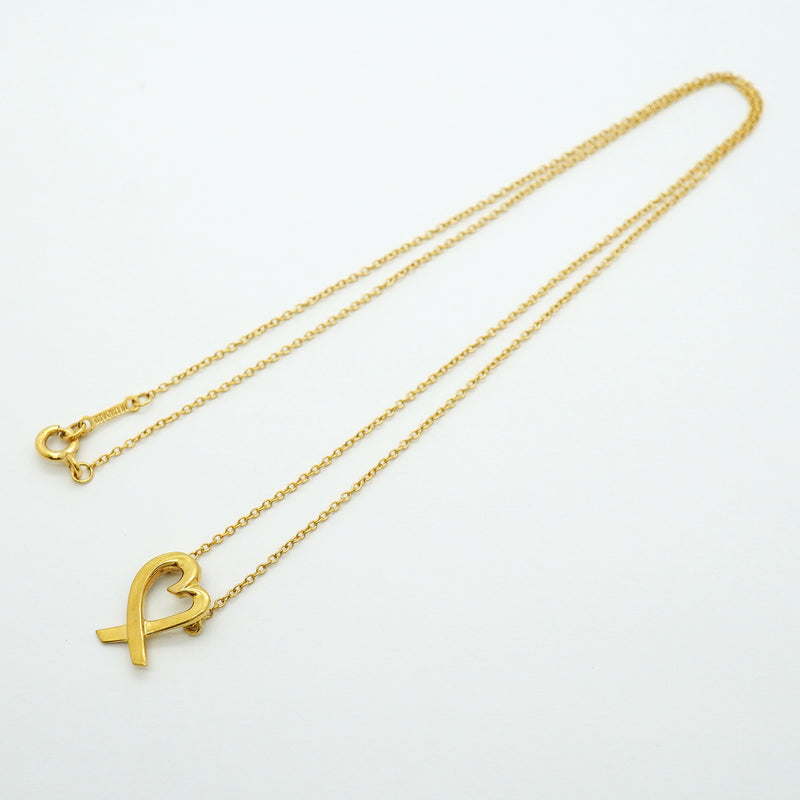 【6jib0718】ティファニー ネックレス ラビングハート K18YG イエローゴールド【中古】レディース