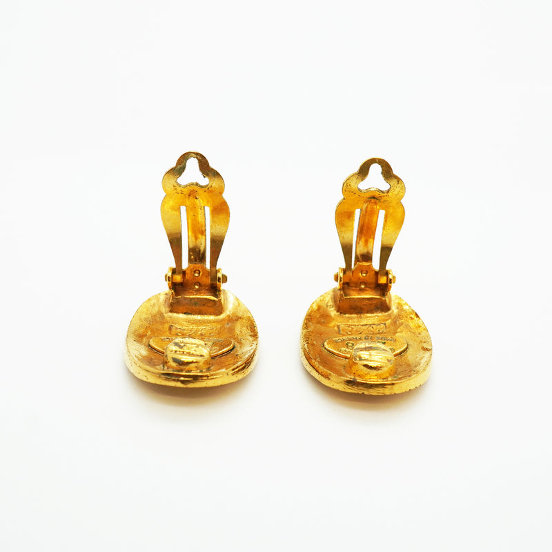 【6jib0723】シャネル イヤリング ヴィンテージ ココマーク シャネルロゴ オーバル GPメッキ ゴールド【中古】レディース