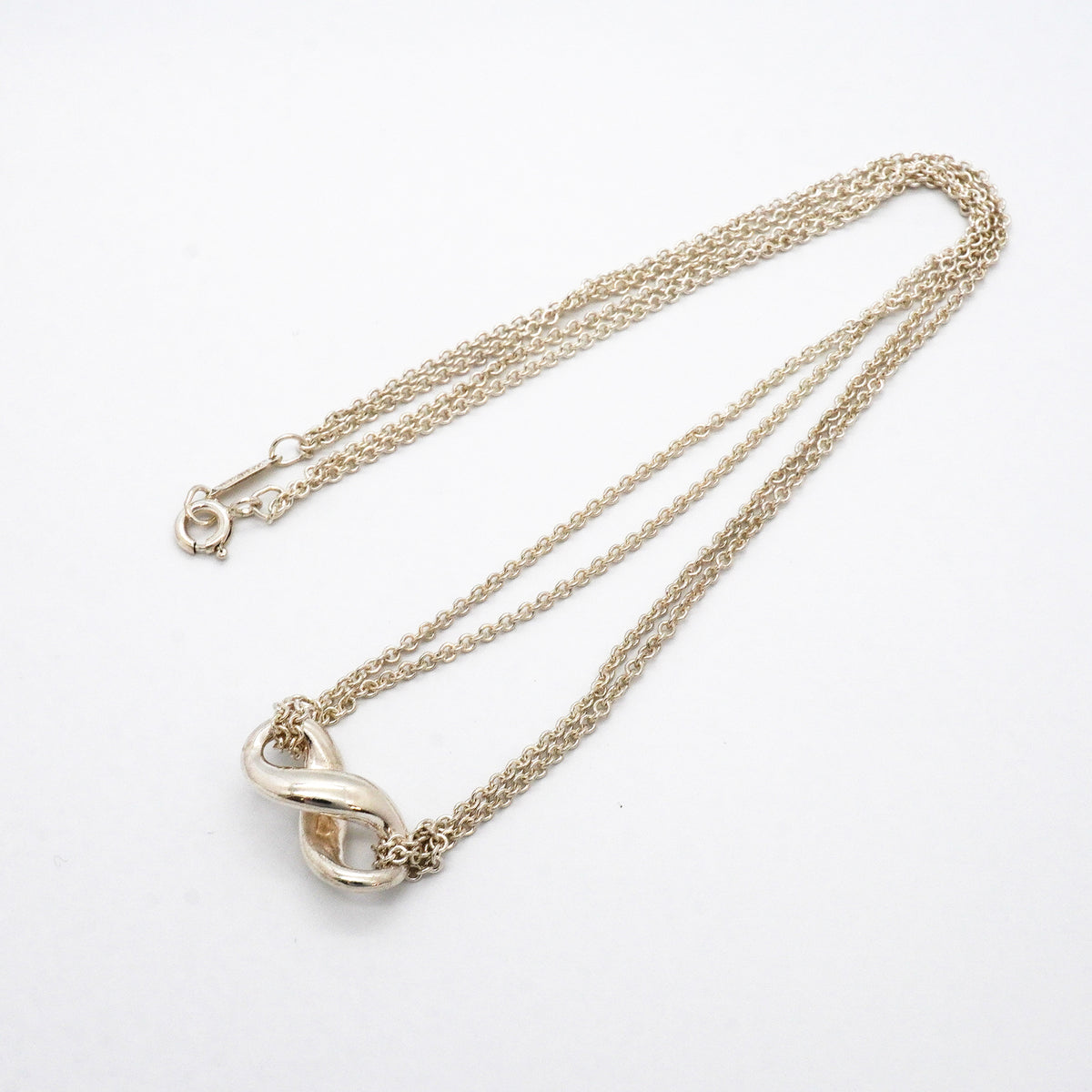 【6jib0725】ティファニー ネックレス インフィニティ ダブルチェーン シルバー925【中古】レディース