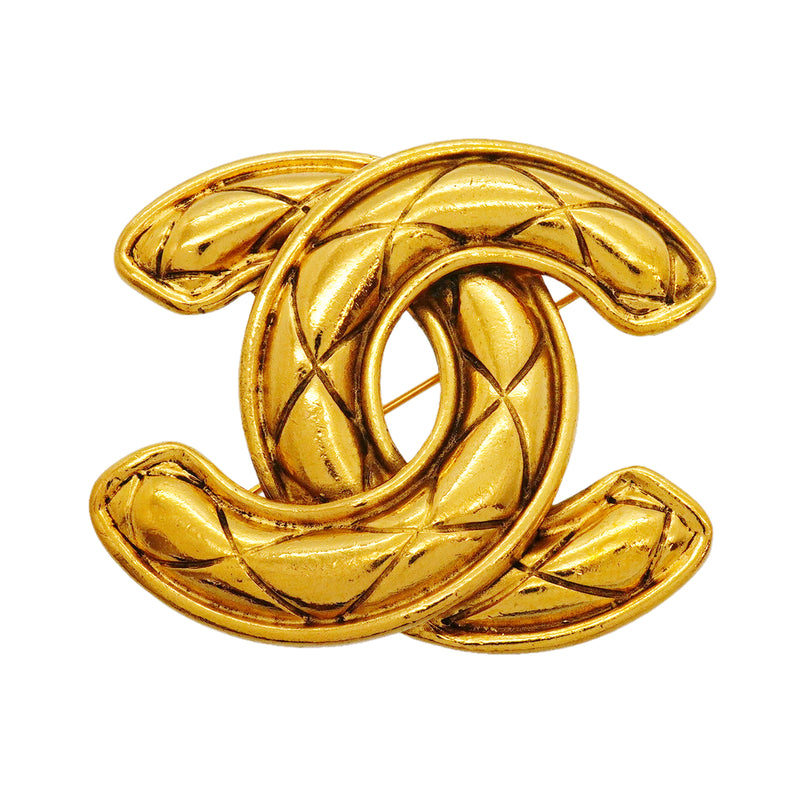 【6jib0726】シャネル ブローチ ヴィンテージ ココマーク マトラッセ GPメッキ ゴールド【中古】レディース