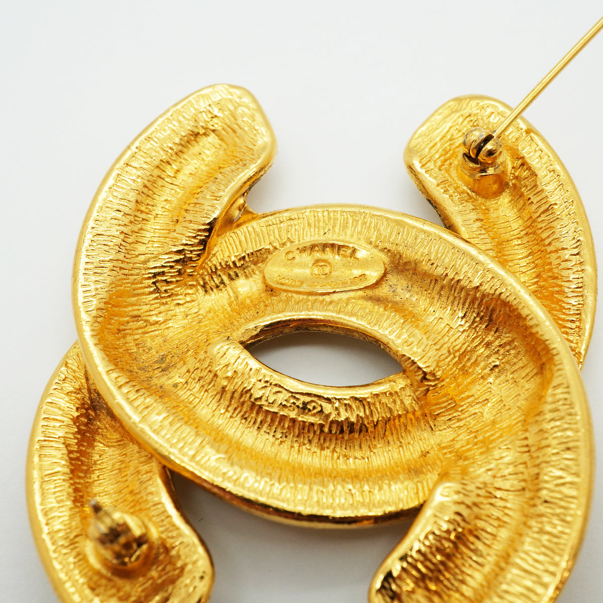 【6jib0726】シャネル ブローチ ヴィンテージ ココマーク マトラッセ GPメッキ ゴールド【中古】レディース