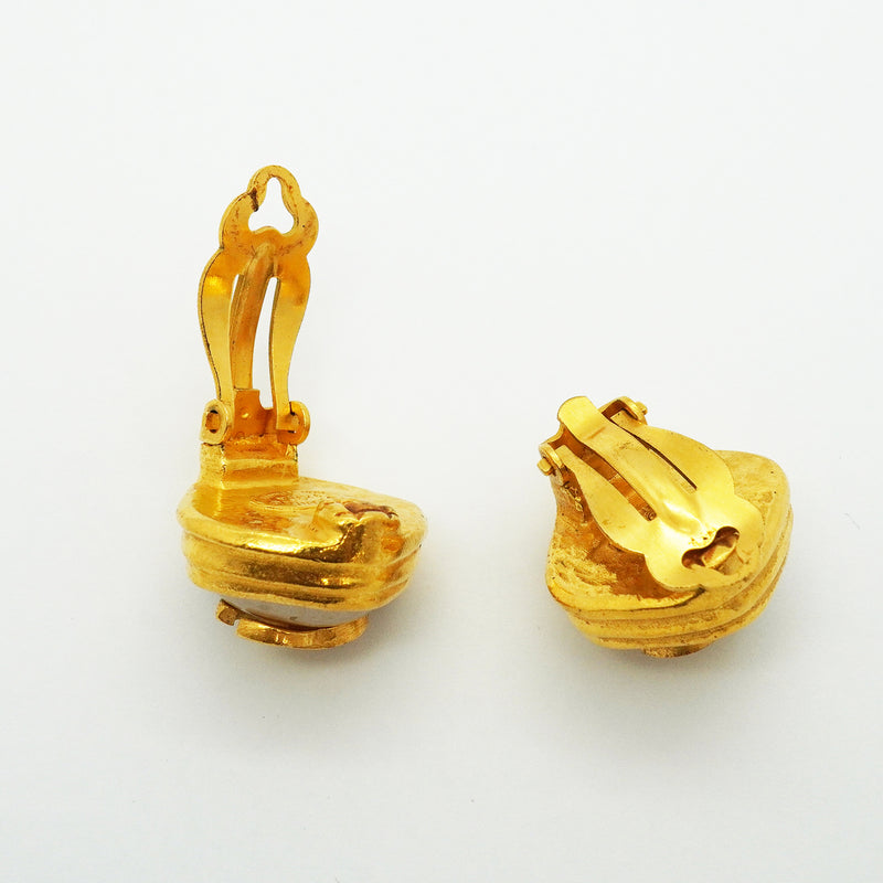 【6jib0729】シャネル イヤリング ヴィンテージ ココマーク GPメッキ フェイクパール ゴールド【中古】レディース