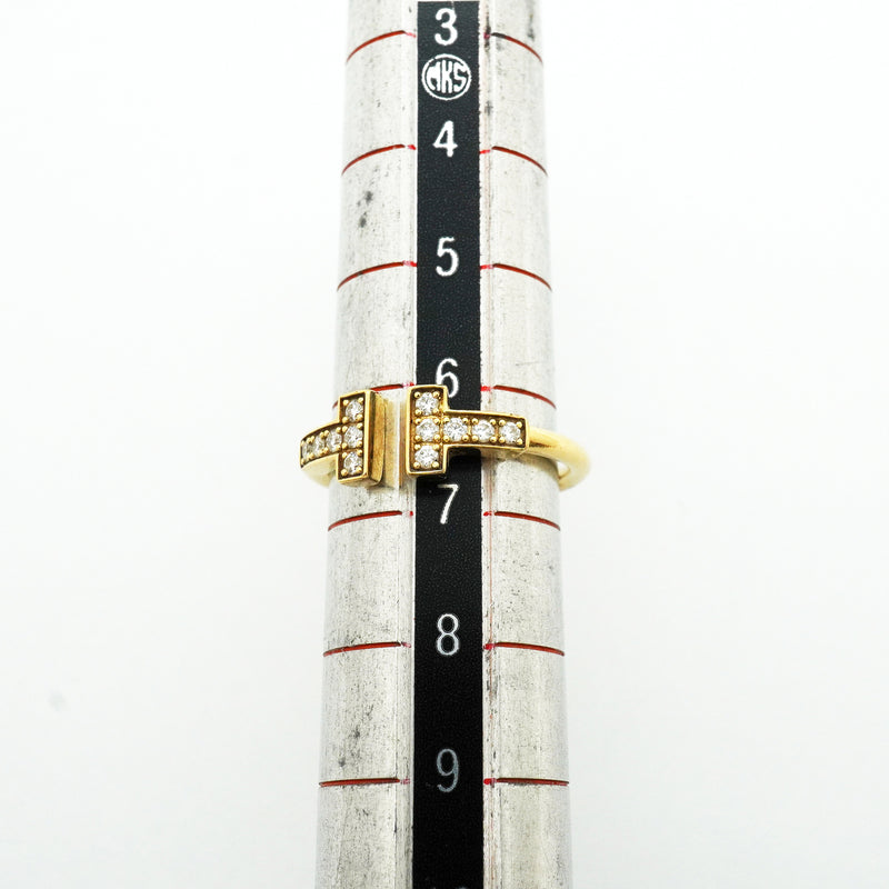 【6jkb0003】ティファニー リング Tワイヤー K18YG イエローゴールド ダイヤモンド 6.5号【中古】レディース