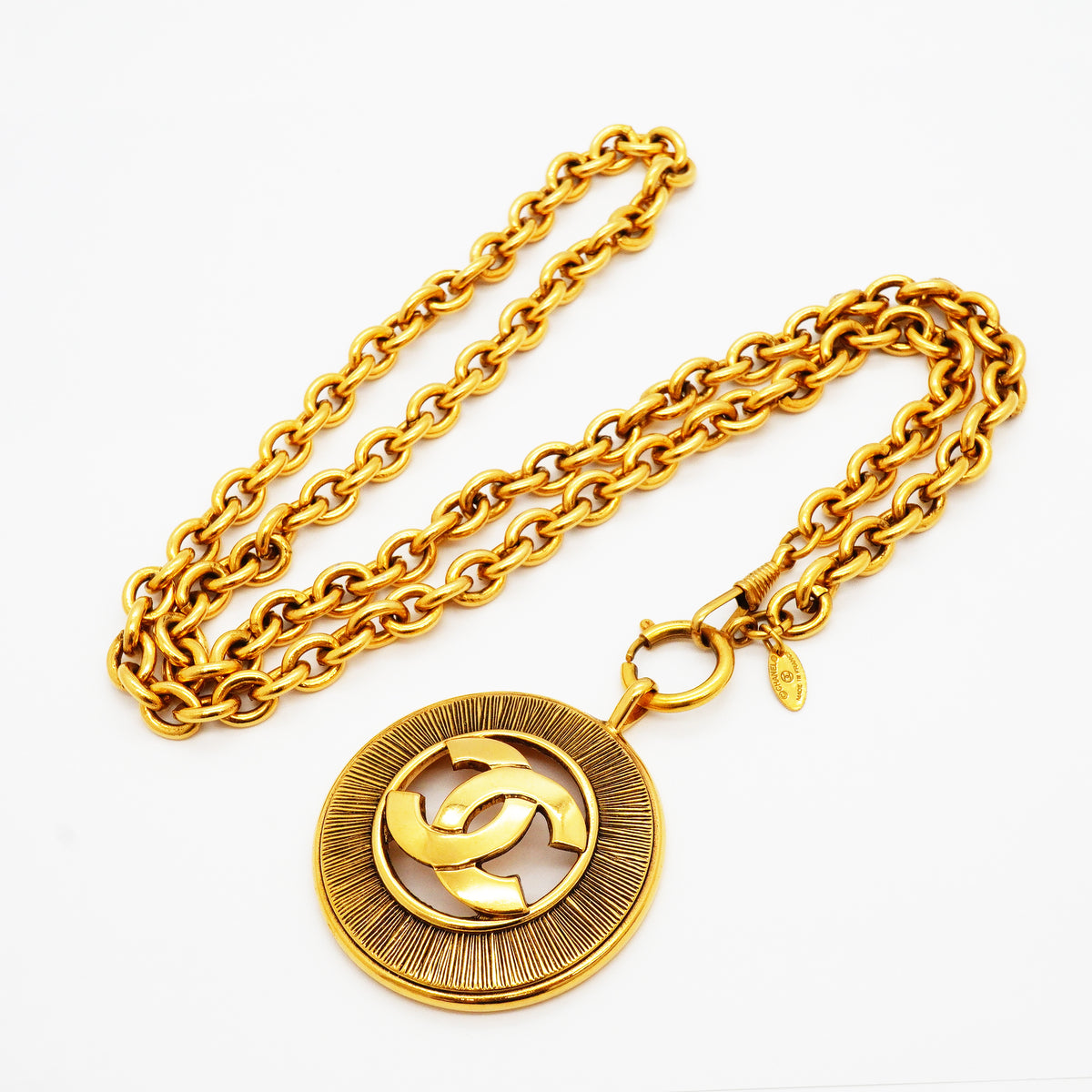 【6jkb0009】シャネル ネックレス ヴィンテージ ココマーク 丸型 サークル GPメッキ ゴールド【中古】レディース