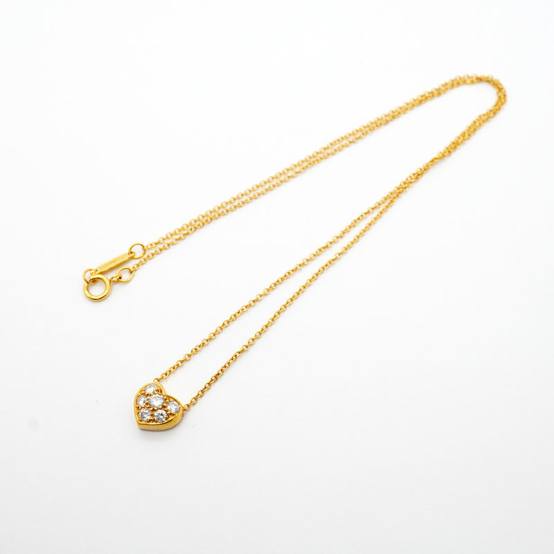 【6jkb0020】ティファニー ネックレス ハートモチーフ パヴェ K18YG イエローゴールド ダイヤモンド【中古】レディース