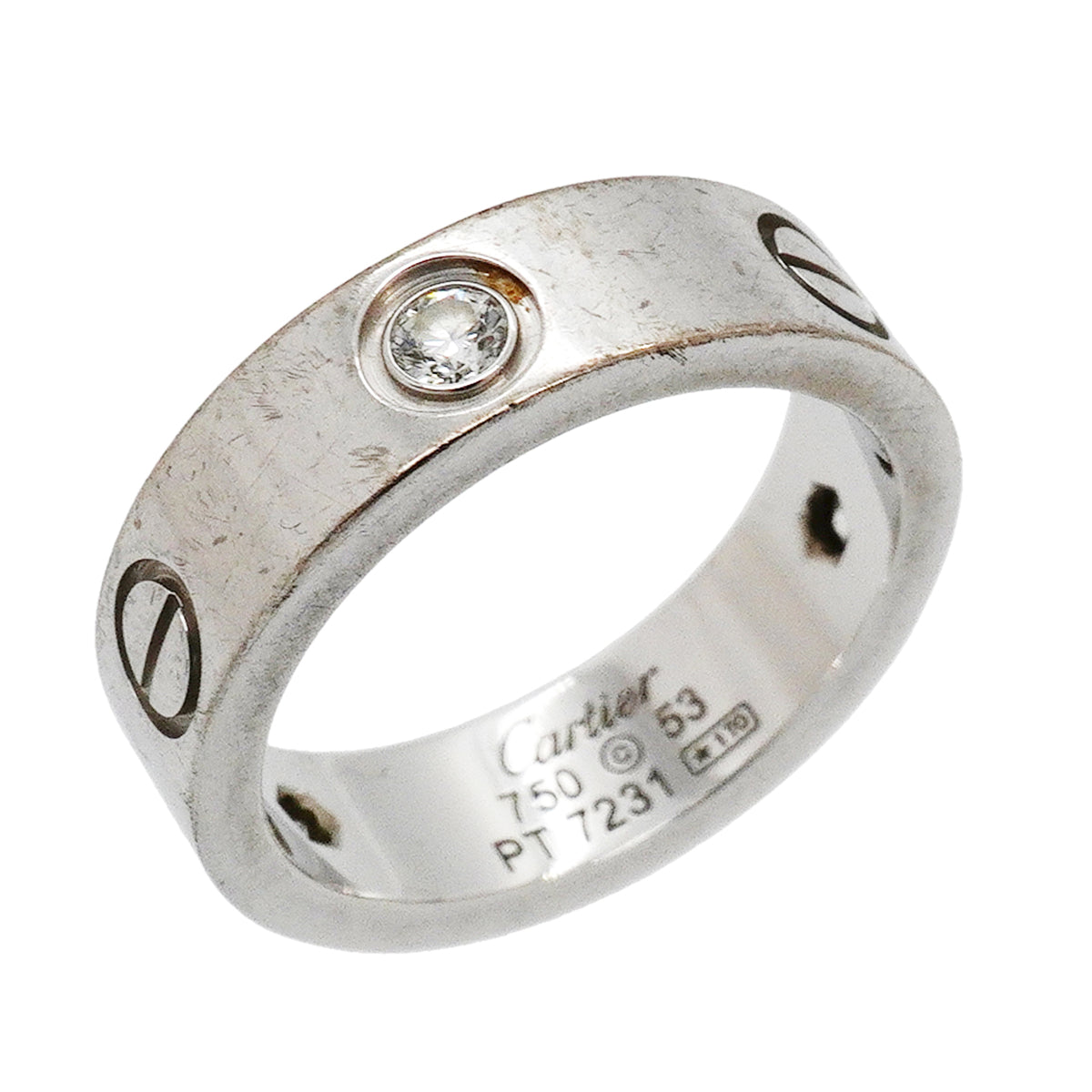 【6jkb0028】カルティエ リング ラブ 3PD K18WG ホワイトゴールド ダイヤモンド ＃53【中古】レディース