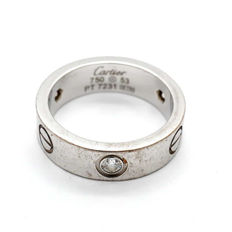 【6jkb0028】カルティエ リング ラブ 3PD K18WG ホワイトゴールド ダイヤモンド ＃53【中古】レディース