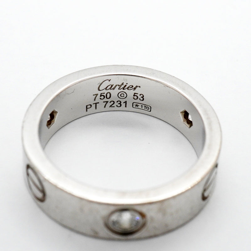 【6jkb0028】カルティエ リング ラブ 3PD K18WG ホワイトゴールド ダイヤモンド ＃53【中古】レディース