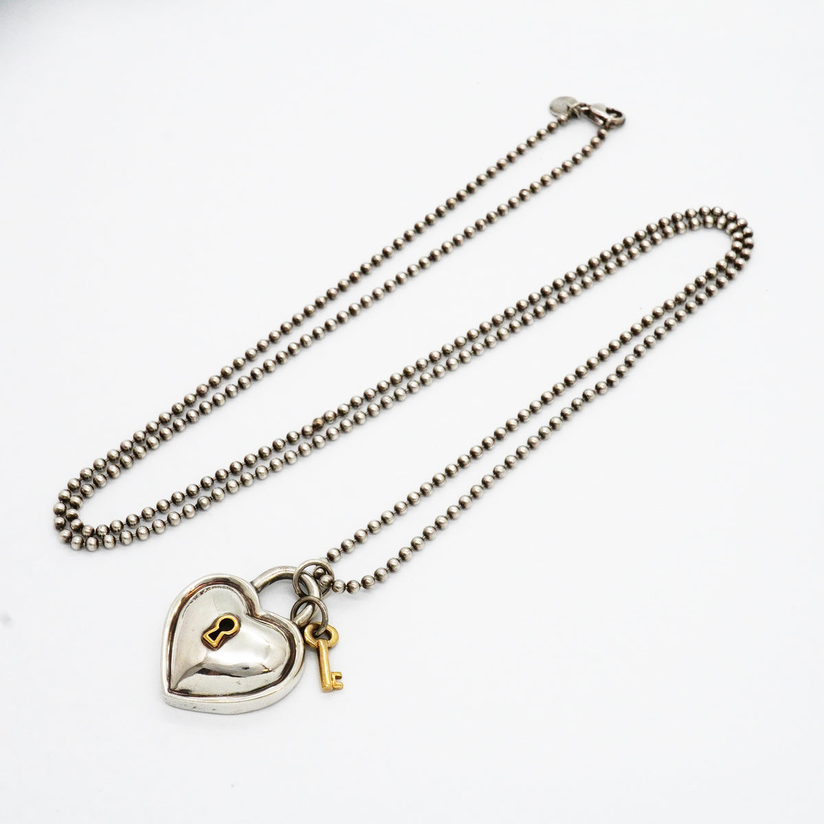 【6jkb0032】ティファニー ネックレス ハートロック/キー K18YG イエローゴールド シルバー925【中古】レディース