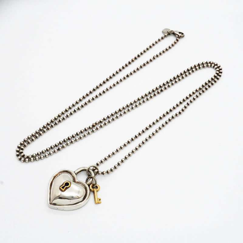 【6jkb0032】ティファニー ネックレス ハートロック/キー K18YG イエローゴールド シルバー925【中古】レディース