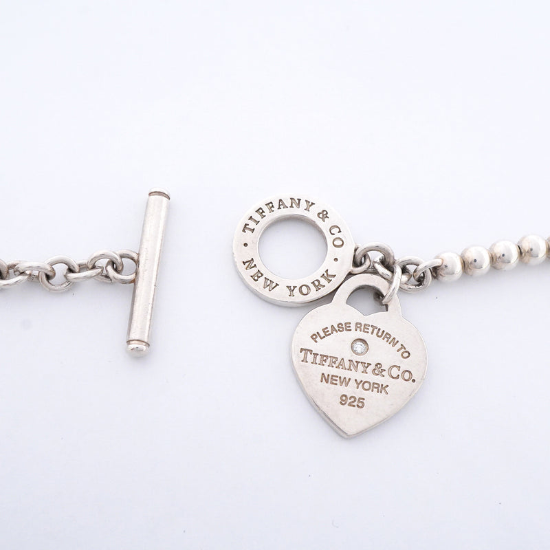 【6jkb0034】ティファニー ブレスレット リターントゥ/ラップ/ビーズ 1PD シルバー925 ダイヤモンド パール【中古】レディース