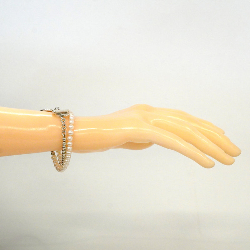 【6jkb0034】ティファニー ブレスレット リターントゥ/ラップ/ビーズ 1PD シルバー925 ダイヤモンド パール【中古】レディース