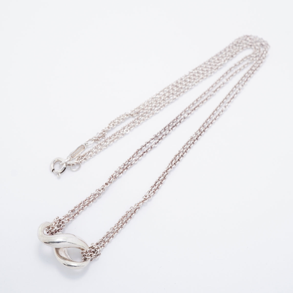 【6jkb0041】ティファニー ネックレス インフィニティ ダブルチェーン シルバー925【中古】レディース