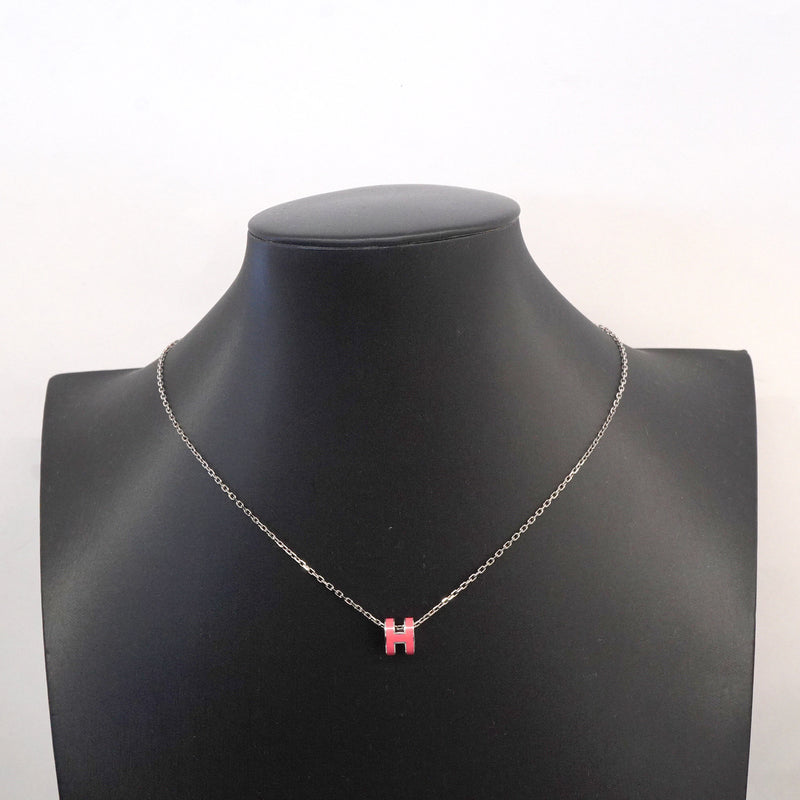 【6jkb0053】エルメス ネックレス ミニポップ メタル シルバー ピンク【中古】レディース